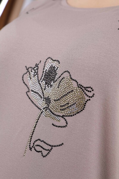 Venta al por mayor Blusa de Mujer con Estampado de Rosas y Bordados de Piedra - 77883 | kazee - Thumbnail