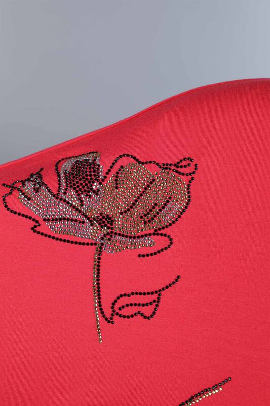 Venta al por mayor Blusa de Mujer con Estampado de Rosas y Bordados de Piedra - 77883 | kazee