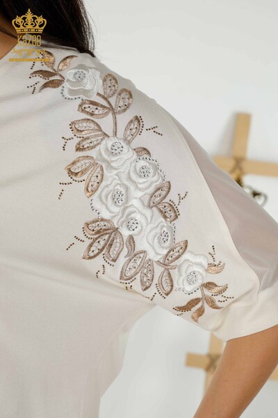 Venta al por mayor Blusa de Mujer - Estampado de Rosas - Crudo - 79095 | kazee - Thumbnail