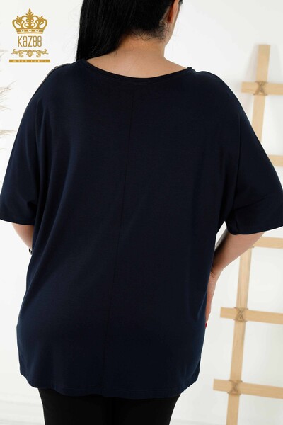 Al por Mayor Blusa de Mujer - Detalle de Tigre - Azul Marino - 77683 | kazee - 8