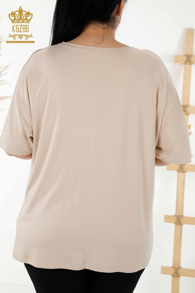 Al por Mayor Blusa de Mujer - Detalle de Tigre - Beige - 77683 | kazee - 7