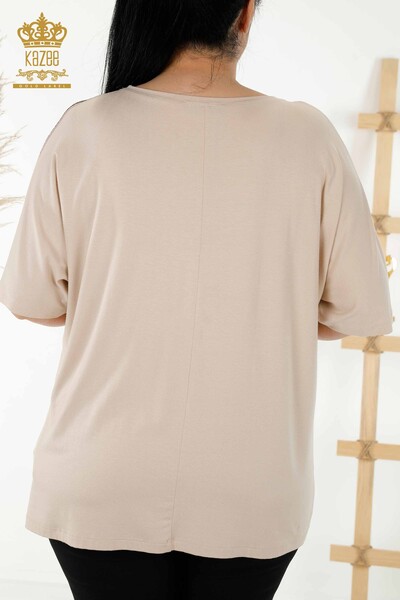 Al por Mayor Blusa de Mujer - Detalle de Tigre - Beige - 77683 | kazee - 7