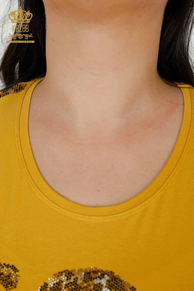 Venta al por mayor Blusa de Mujer Estampado de Tigre Azafrán - 79050 | kazee - 4