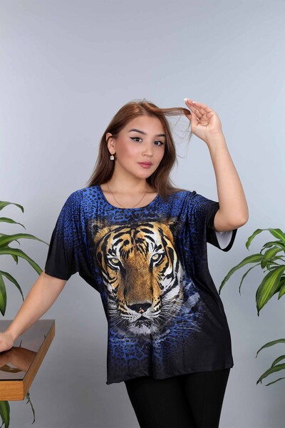 Venta al por mayor Blusa de Mujer con Patrón de Tigre Bordado - 77777 | kazee - Thumbnail