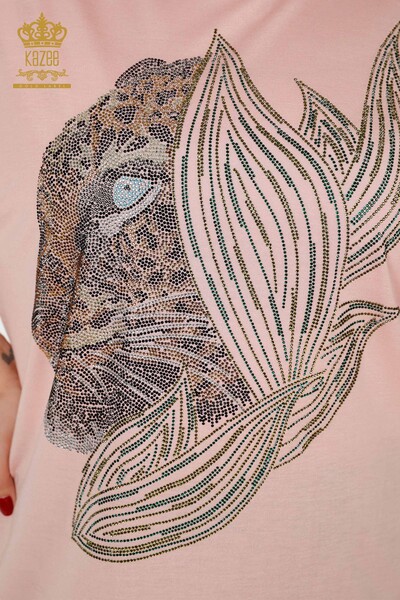 Venta al por mayor Blusa de mujer con patrón de tigre en polvo - 77601 | kazee - Thumbnail