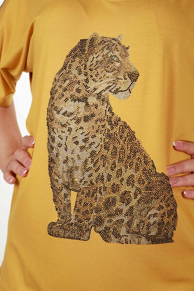 Venta al por mayor Blusa de Mujer con Detalle de Tigre y Leopardo Bordado - 78938 | kazee - Thumbnail
