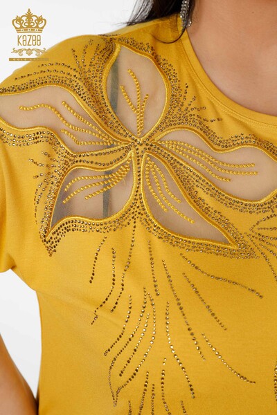 Venta al por mayor Blusa Mujer Tul Detallado Azafrán - 78908 | kazee - 3