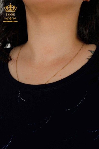 Venta al Por Mayor Blusa de Mujer - Tul Detallado - Azul Marino - 79086 | kazee - 4