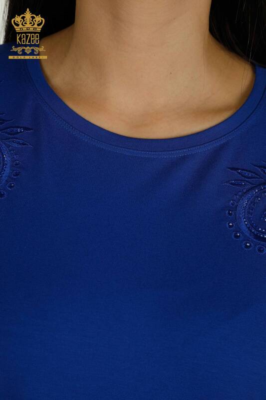 Venta al por mayor Blusa de Mujer - Tul Detallada - Azul Oscuro - 79051 | kazee