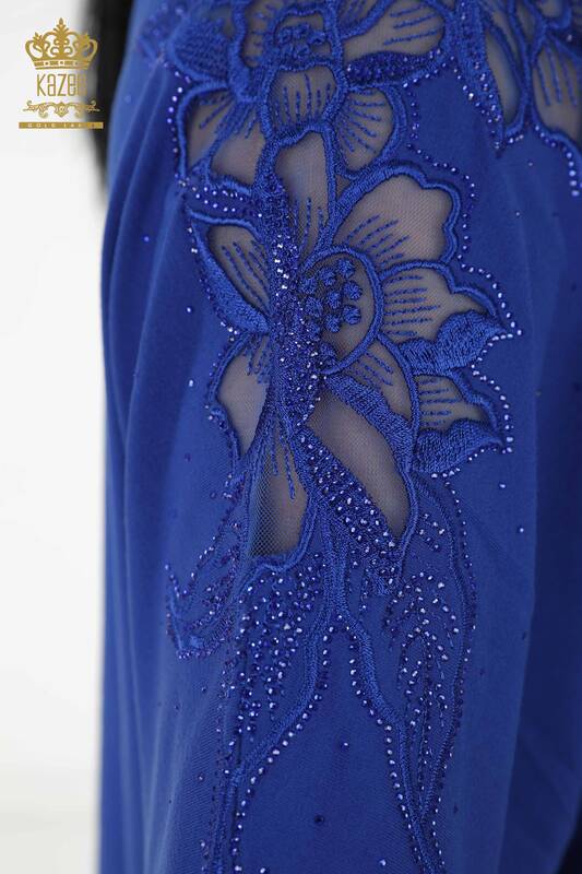 Venta al por mayor Blusa de Mujer - Tul Detallado - Azul Oscuro - 79065 | kazee