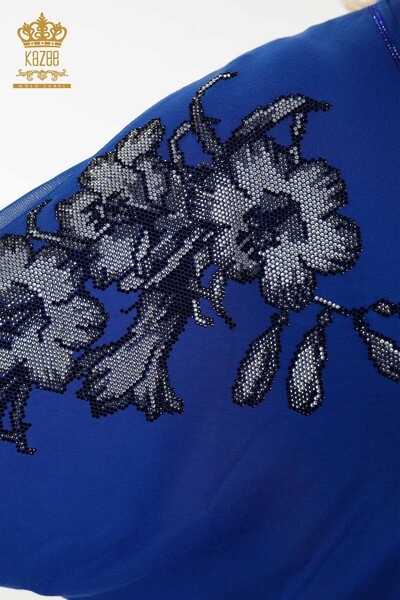 Venta al por mayor Blusa de Mujer - Tul Detallado - Azul Oscuro - 79096 | kazee - Thumbnail