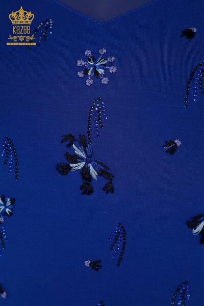 Venta al por mayor Blusa de Mujer - Tul Detallado - Azul Oscuro - 79133 | kazee - Thumbnail