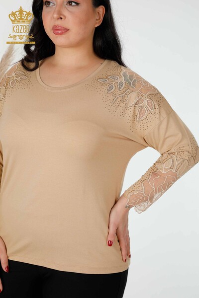 Venta al por mayor Blusa Mujer Tul Detallado Beige - 77973 | kazee - 2