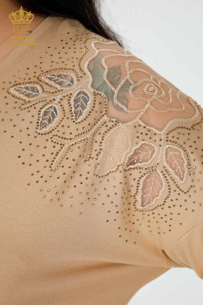 Venta al por mayor Blusa Mujer Tul Detallado Beige - 77973 | kazee - 4