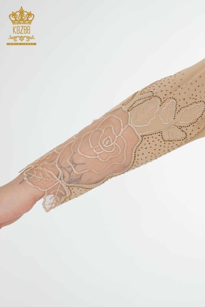 Venta al por mayor Blusa Mujer Tul Detallado Beige - 77973 | kazee - 6