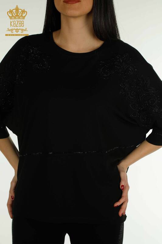 Venta al por mayor Blusa de Mujer - Tul Detallado - Negro - 79051 | kazee