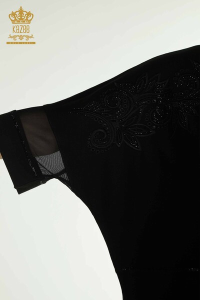 Venta al por mayor Blusa de Mujer - Tul Detallado - Negro - 79051 | kazee - Thumbnail