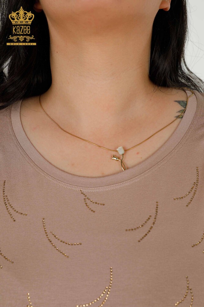 Venta al por mayor Blusa de Mujer - Tul Detallado - Mink - 79086 | kazee - 4