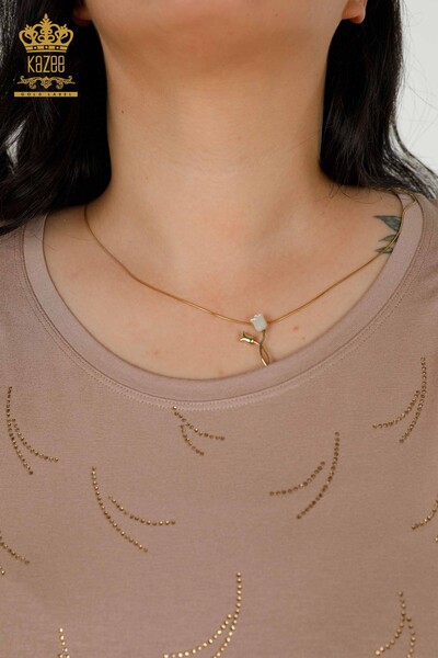 Venta al por mayor Blusa de Mujer - Tul Detallado - Mink - 79086 | kazee - 4