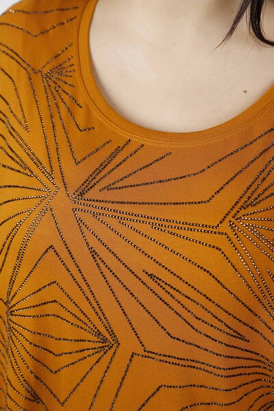 Venta al por mayor Blusa de mujer con patrón de bordado bordado de piedra - 77911 | kazee - Thumbnail