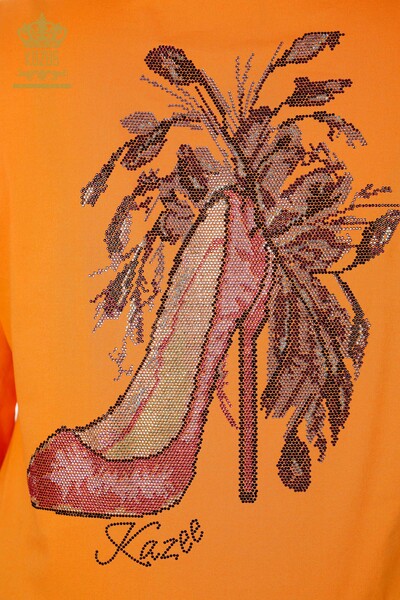 Venta al por mayor Camisa de Mujer con Bolsillo Patrón Bordado de Piedra de Color Detallado - 20127 | kazee - Thumbnail