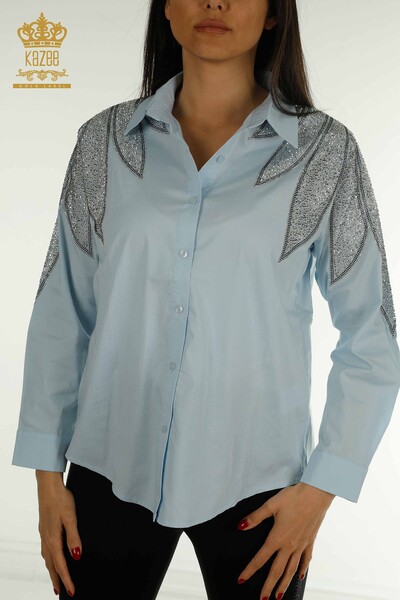 Venta al por mayor Camisa de Mujer con Detalle en Hombros Azul - 20478 | KAZEE - Kazee (1)