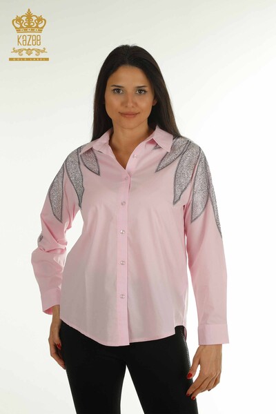 Venta al por mayor Camisa de Mujer con Detalle en Hombros Rosa - 20478 | KAZEE - Kazee