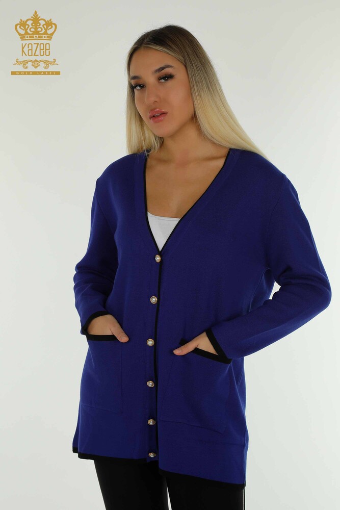 Venta al por mayor Saks de bolsillo con botones Cardigan para mujer - 30148 | KAZEE - 1