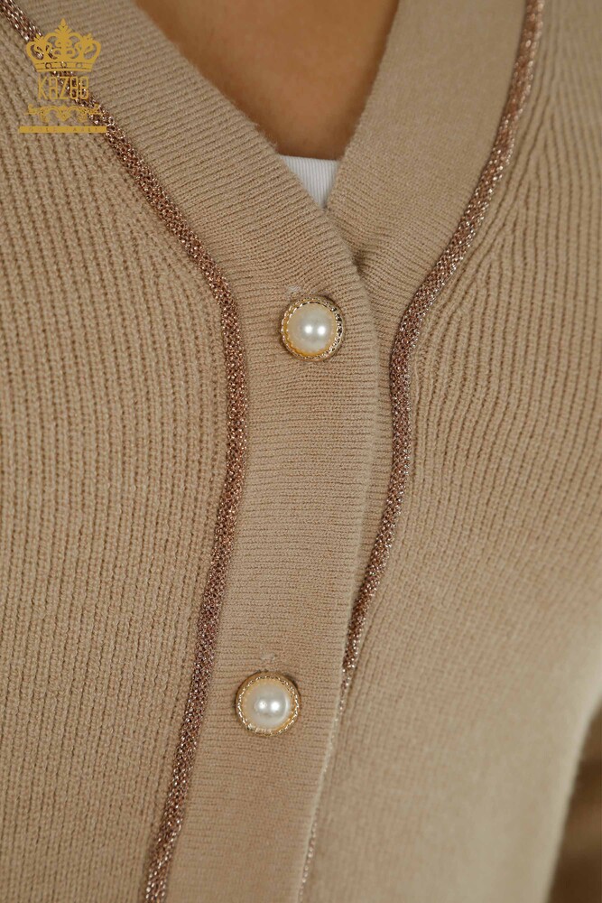 Venta al por mayor Cárdigan de Mujer con Detalle de Botones Beige - 30366 | KAZEE - 3