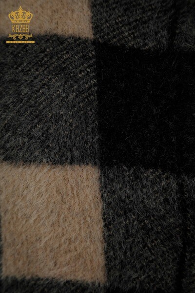 Venta al por mayor Cárdigan Largo de Mujer a Cuadros Angora Negro - 30208 | KAZEE - 5