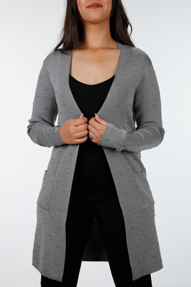 Venta al por mayor Cardigan Mujer Lunares Detallado Largo Viscosa con Bolsillo - 15698 | kazee - 2