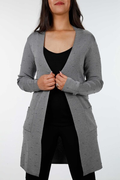 Venta al por mayor Cardigan Mujer Lunares Detallado Largo Viscosa con Bolsillo - 15698 | kazee - 2