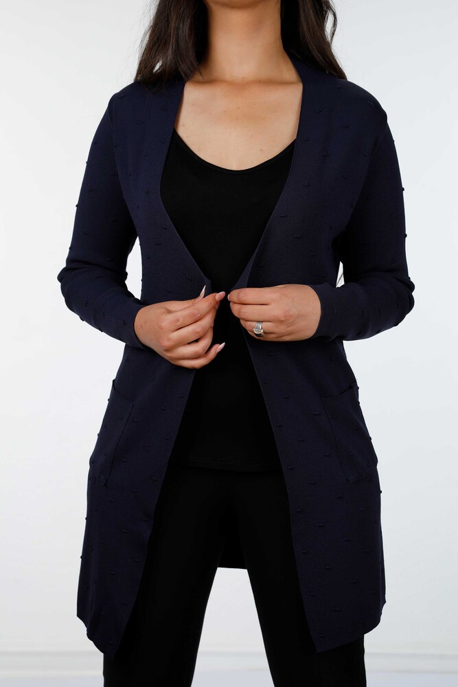 Venta al por mayor Cardigan Mujer Lunares Detallado Largo Viscosa con Bolsillo - 15698 | kazee - 7