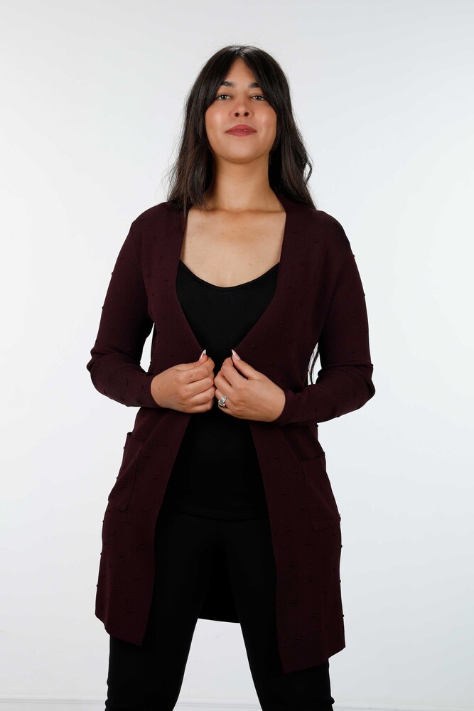 Venta al por mayor Cardigan Mujer Lunares Detallado Largo Viscosa con Bolsillo - 15698 | kazee - 11