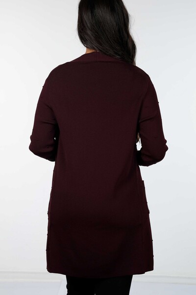 Venta al por mayor Cardigan Mujer Lunares Detallado Largo Viscosa con Bolsillo - 15698 | kazee - 15