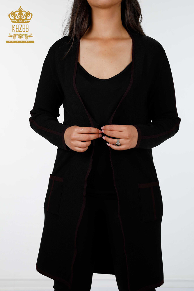 Venta al por mayor Mujeres Cardigan Mangas Laterales Rayas Bolsillo - 14269 | kazee - 9