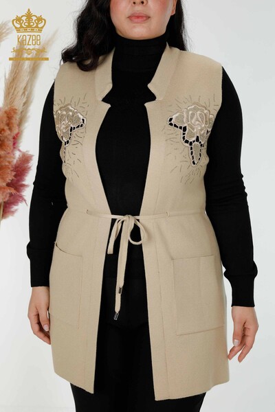 Venta al por mayor Chaleco de Mujer Piedra Beige Bordado - 16830 | kazee - 3
