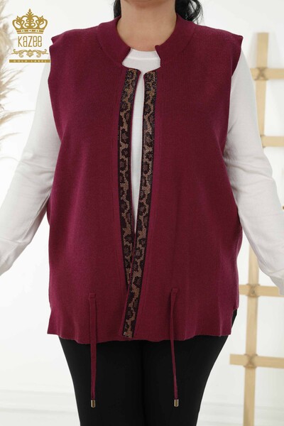 Venta al por mayor Chaleco Corto Mujer - Patrón Leopardo - Púrpura - 30311 | kazee - 4