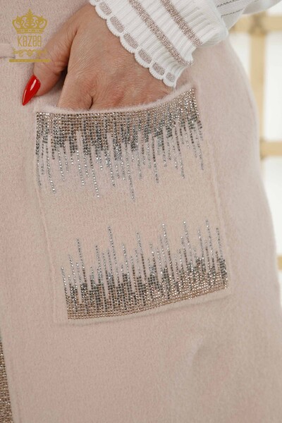Wholesale Women's Vest Crystal Stone Embroidered Powder - 30247 | KAZEE - Thumbnail