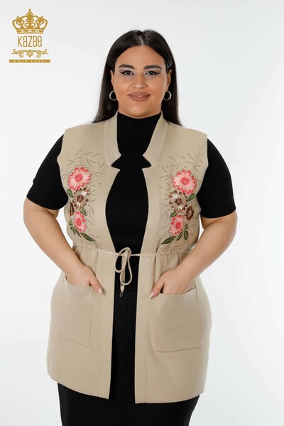 Venta al por mayor Chaleco de Mujer Estampado Floral Beige - 16804 | kazee - 1