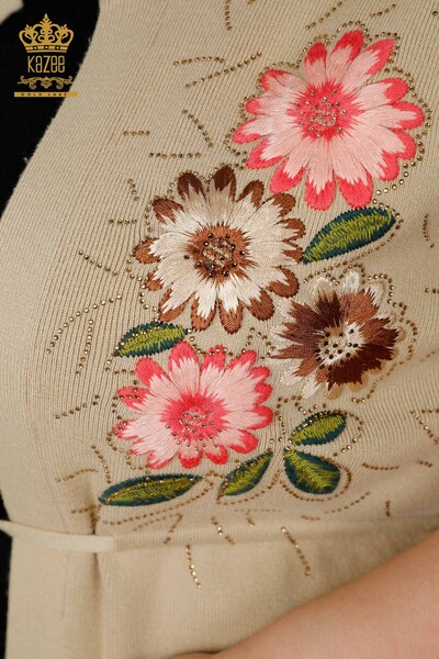 Venta al por mayor Chaleco de Mujer Estampado Floral Beige - 16804 | kazee - 4