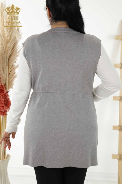 Al por mayor Chaleco de mujer - Leopardo Piedra bordada - Gris - 30261 | kazee - 7