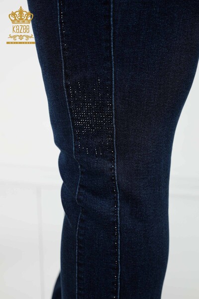 Venta al por mayor Jeans Mujer Raya Piedra Bordado Azul Marino - 3653 | kazee - 7
