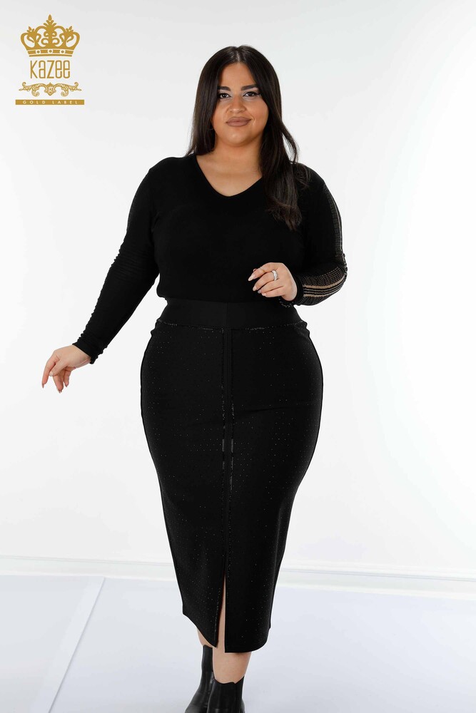 Venta al por mayor Falda Mujer Piedra Bordada Negra - 4217 | kazee - 1