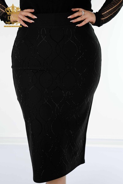 Venta al por mayor Falda de Mujer Crystal Stone Bordado Negro - 4216 | kazee - Thumbnail (2)