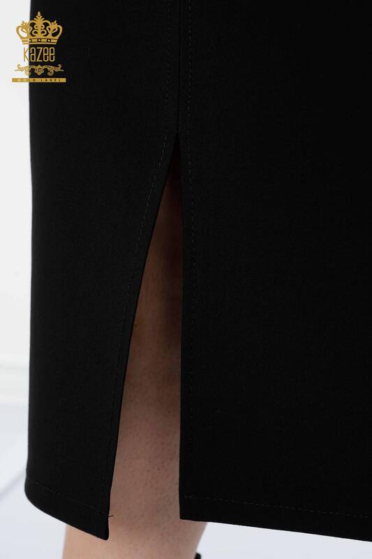 Venta al por mayor Falda de mujer con rayas de piedra negra bordada - 4116 | kazee