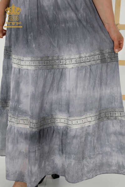 Venta al por mayor Falda de Mujer - Estampado Corbata - Gris - 20441 | kazee - Thumbnail (2)