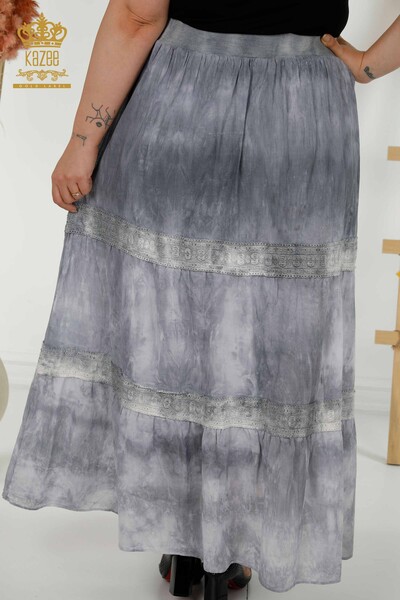 Venta al por mayor Falda de Mujer - Estampado Corbata - Gris - 20441 | kazee - Thumbnail