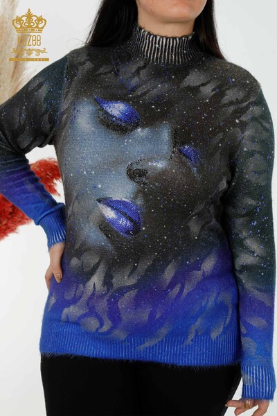 Venta al por mayor Suéter Mujer Angora Estampado Saks - 16001 | kazee - Thumbnail
