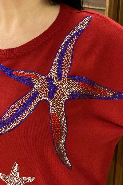 Venta al por mayor Suéter de Mujer Cuello Redondo Estrella Detallada - 16111 | kazee - Thumbnail